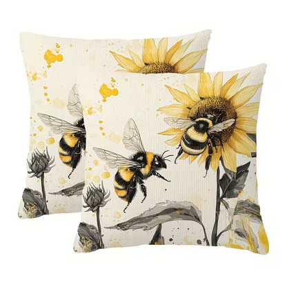 NEW  Plush Throw Pillow Covers Bumble  Bee Theme ( Set Of Two )0