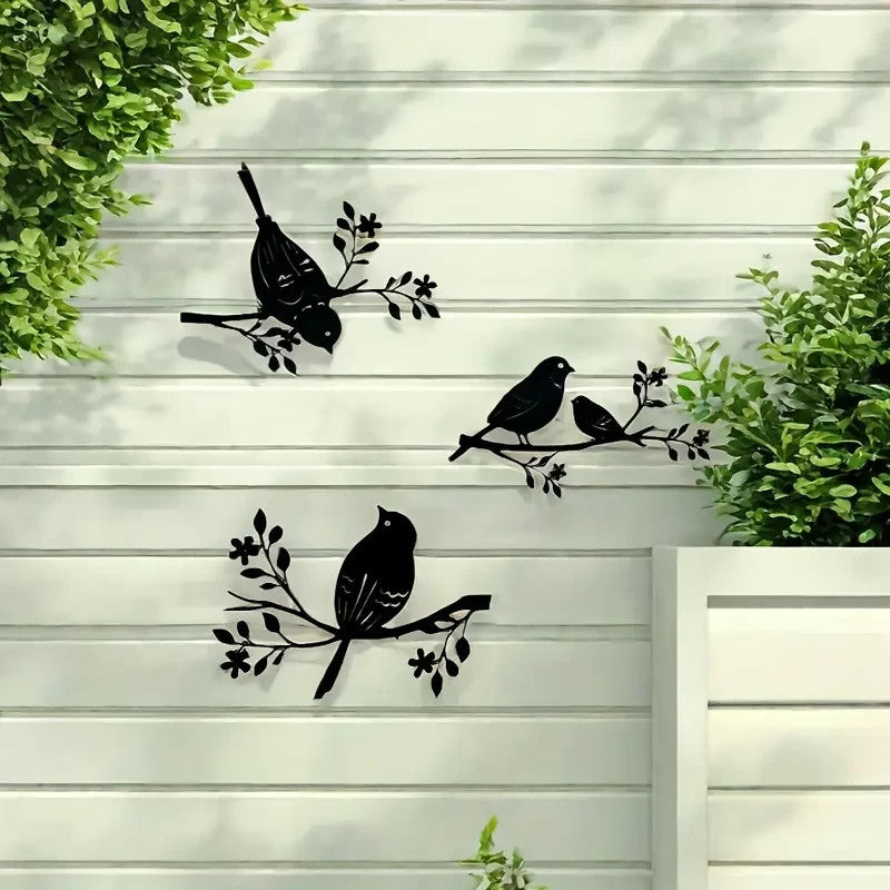 NEW 3 Rustic Metal Birds Wall Decor, Silhouette, Indoor & Outdoor Art2