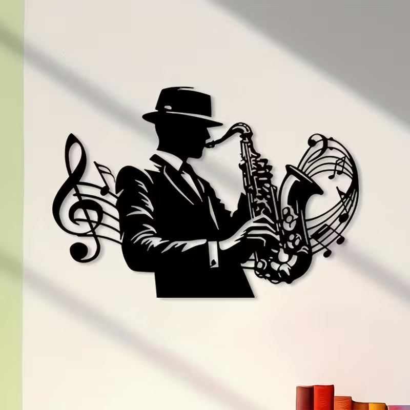 NEW Jazz Saxophone Wall Sculpture - Metal Saxophone Silhouette 1