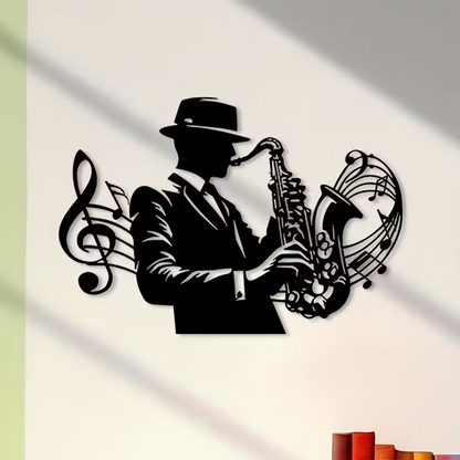 NEW Jazz Saxophone Wall Sculpture - Metal Saxophone Silhouette 1