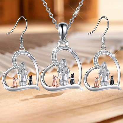 NEW Elegant Stylish Cat Earrings With Necklace3