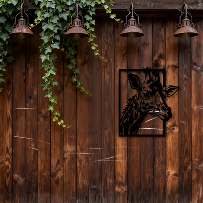 NEW  Two-Dimensional Metal Wall Art Featuring a Giraffe Head3