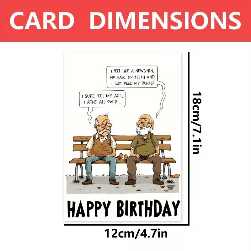 Festive Cartoon Elderly Men Birthday Card1
