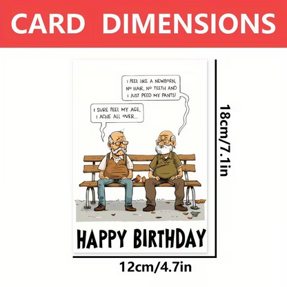 Festive Cartoon Elderly Men Birthday Card1