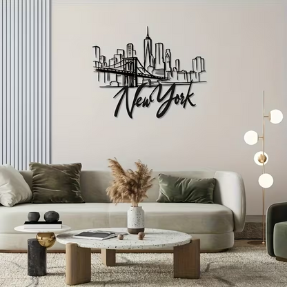 NEW, New York City Skyline Metal Wall Art with Brooklyn Bridge4