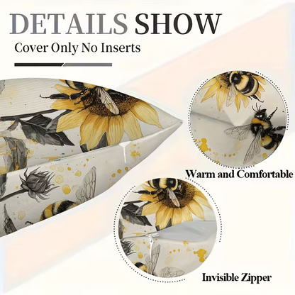 NEW  Plush Throw Pillow Covers Bumble  Bee Theme ( Set Of Two )7