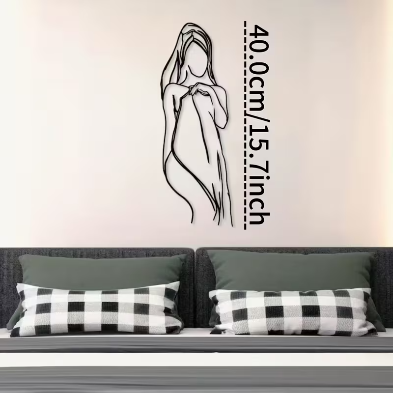 NEW Female W/ Towel Line Art Metal Silhouette Wall Decor1