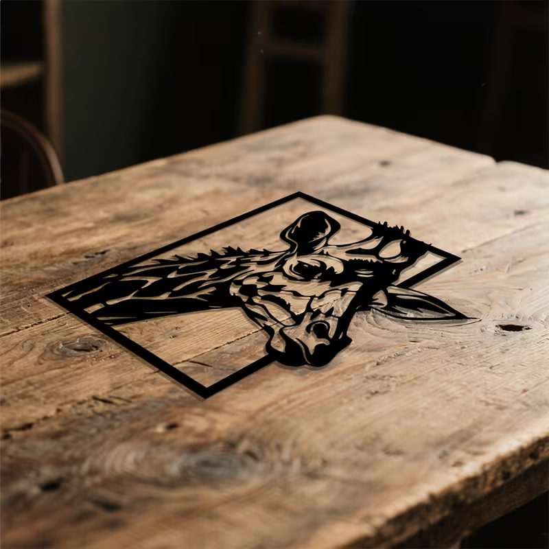 NEW  Two-Dimensional Metal Wall Art Featuring a Giraffe Head2