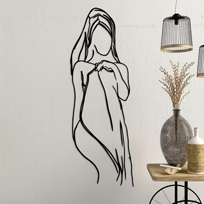 NEW Female W/ Towel Line Art Metal Silhouette Wall Decor2