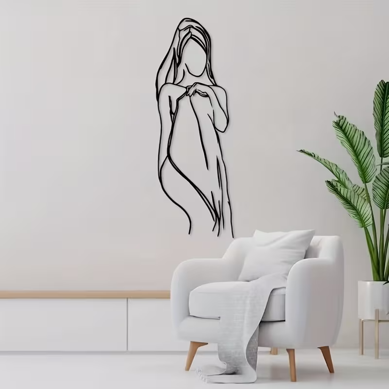 NEW Female W/ Towel Line Art Metal Silhouette Wall Decor3