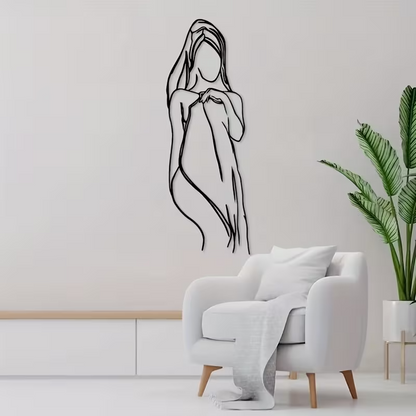 NEW Female W/ Towel Line Art Metal Silhouette Wall Decor3