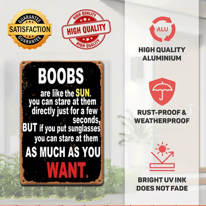 NEW BOOBS Sarcastic Vintage Looking Metal Sign3