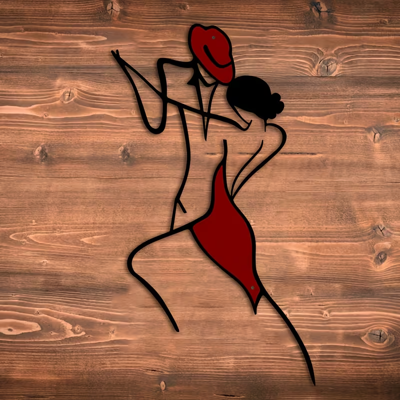 NEW Colorful Dancing Couple Metal Wall Art - 15.74 x 8.87 inches2