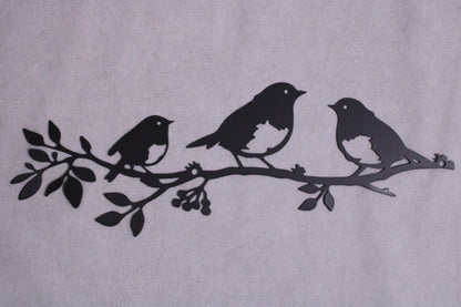 NEW  5 Birds On 2 Branches Metal Wall Decorations5