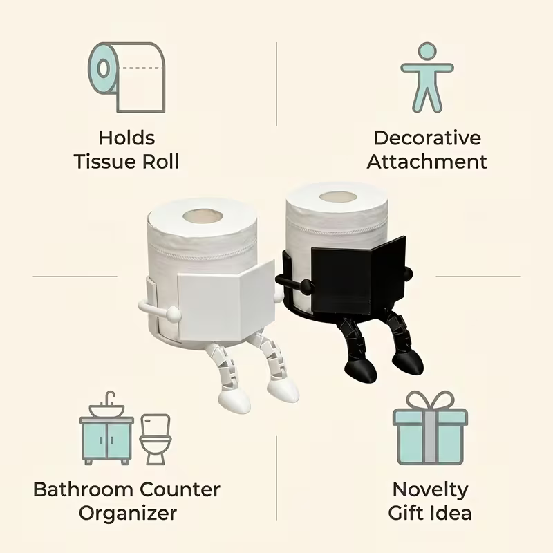 NEW Playful Book Reading Toilet Paper Holder , Black or White4