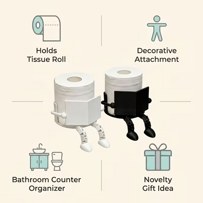 NEW Playful Book Reading Toilet Paper Holder , Black or White4