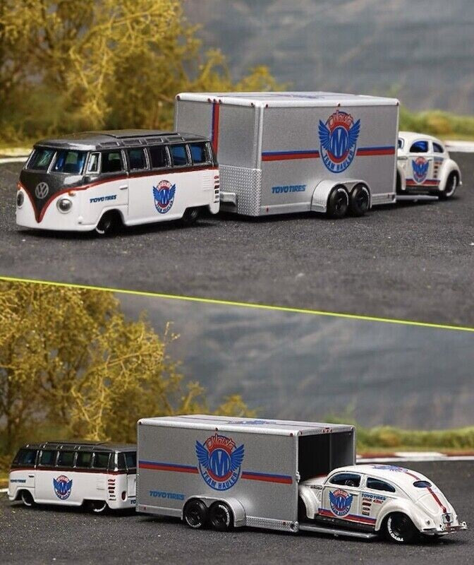 NEW Maisto Design "Team Hauler" Volkswagen Van and Volkswagen Beetle w/trailer2