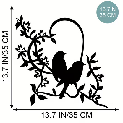 NEW Metal Love Birds  Silhouette Wall Art with Heart-Shaped Design1