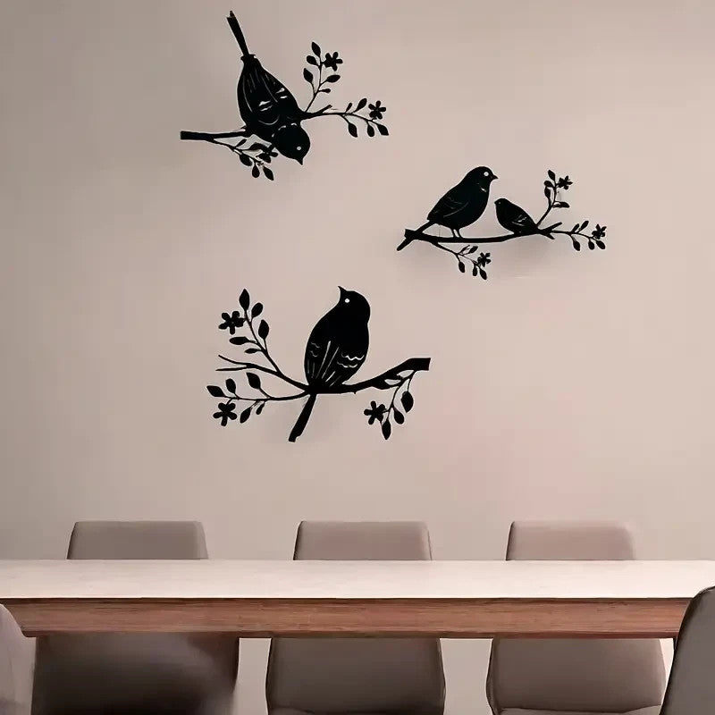 NEW 3 Rustic Metal Birds Wall Decor, Silhouette, Indoor & Outdoor Art5
