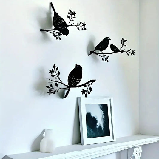 NEW 3 Rustic Metal Birds Wall Decor, Silhouette, Indoor & Outdoor Art0