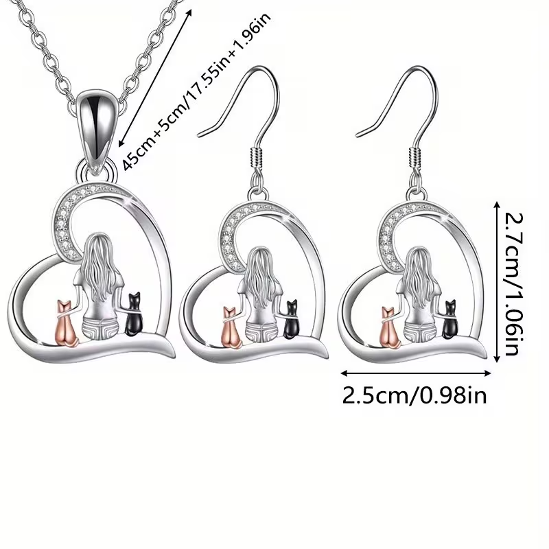 NEW Elegant Stylish Cat Earrings With Necklace1