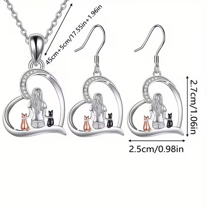 NEW Elegant Stylish Cat Earrings With Necklace1