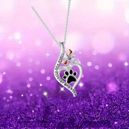 NEW  Dog Paw Print In A Heart "I love You Forever And Ever " Pendant Necklace4
