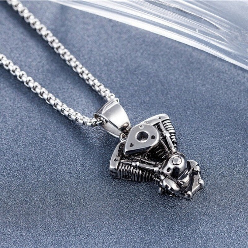 NEWV Twin  Harley Motorcycles Stainless Steel  Engine Pendant Necklace5