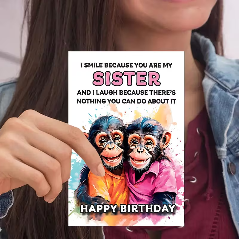Funny Birthday Card Sisters, with Envelope2