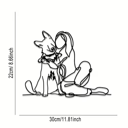 NEW  German Shepherd W/ Girl Hugging  Metal Wall Art1