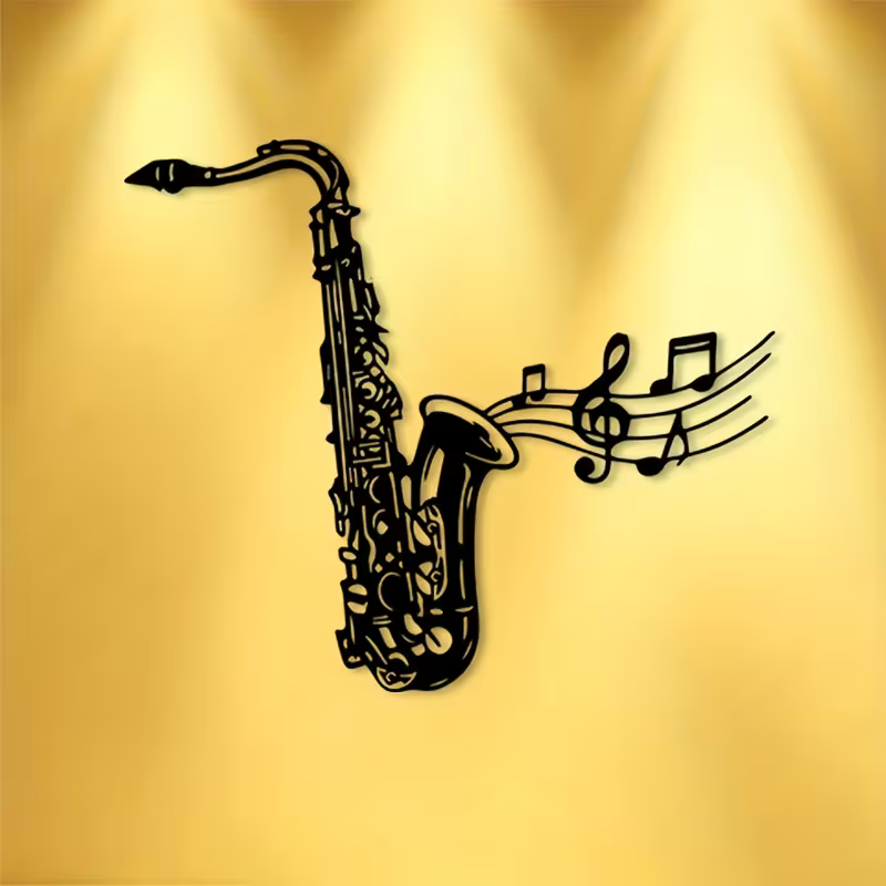 NEW Jazz Saxophone Wall Sculpture - Metal Saxophone Silhouette0