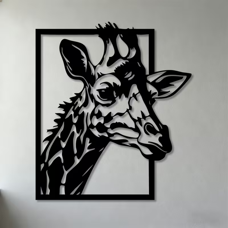 NEW  Two-Dimensional Metal Wall Art Featuring a Giraffe Head0