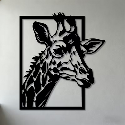 NEW  Two-Dimensional Metal Wall Art Featuring a Giraffe Head0