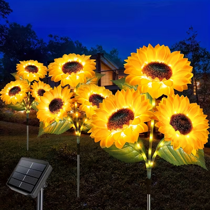 NEW Solar Sunflower Garden Light Outdoor Garden Decoration, 3 Flowers , 1 Stem3