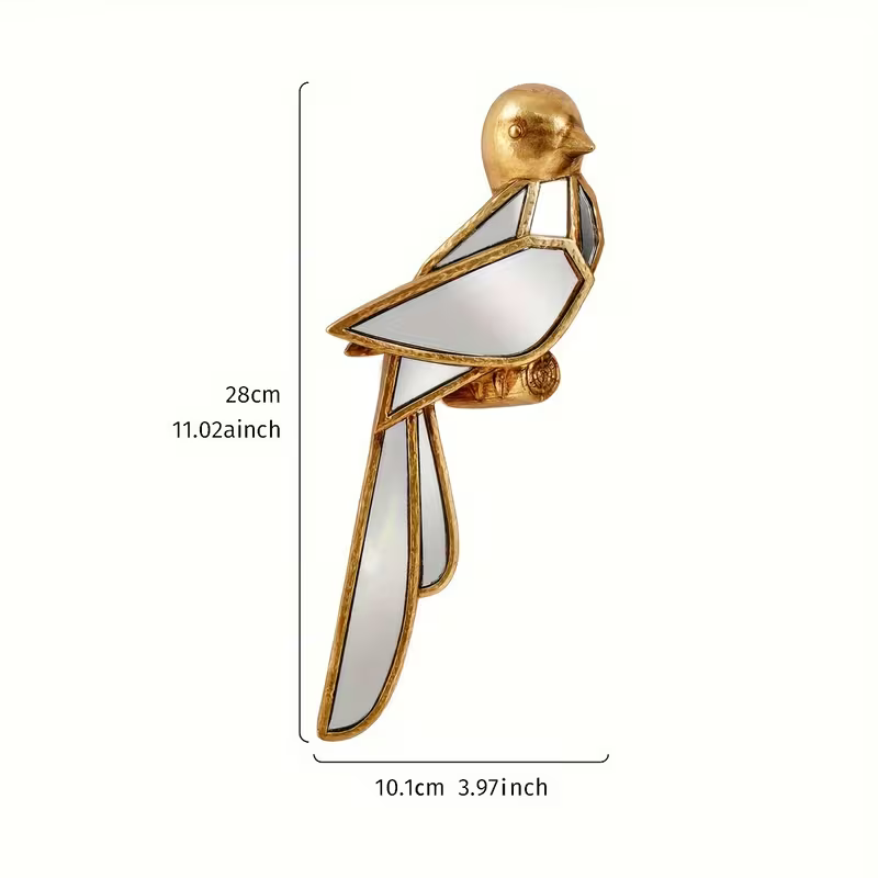 NEW Unique Bird-Shaped Resin Wall Art with Mirror Accents 5