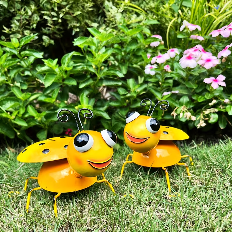 NEW Metal Ladybugs  Garden & Wall Decor 2 Pieces2