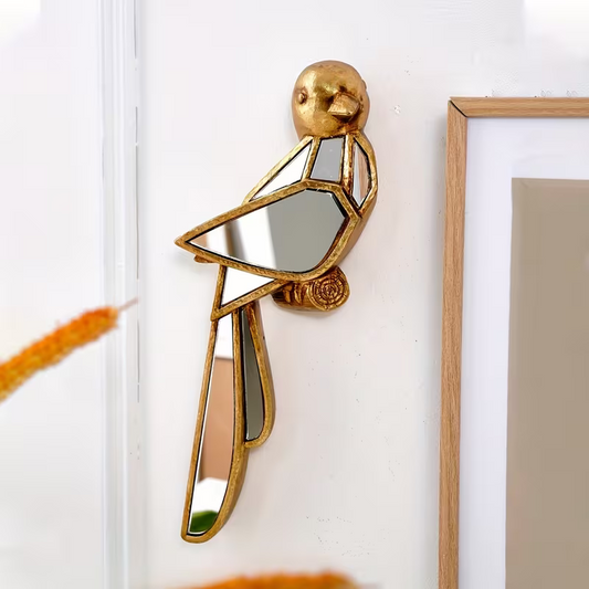 NEW Unique Bird-Shaped Resin Wall Art with Mirror Accents 0