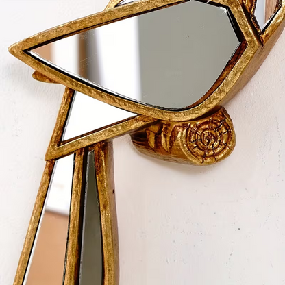 NEW Unique Bird-Shaped Resin Wall Art with Mirror Accents 4