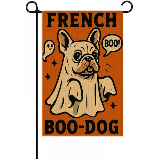 NEW Halloween Bulldog "  French Boo Dog " Yard Flag0