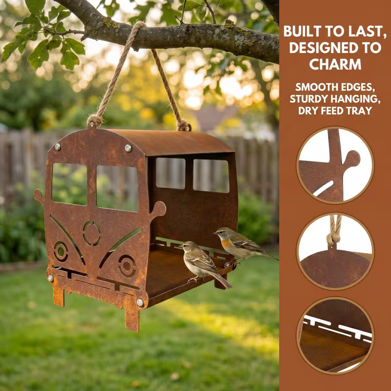 NEW Bird House Volkswagen Bus Rusty Metal Design1