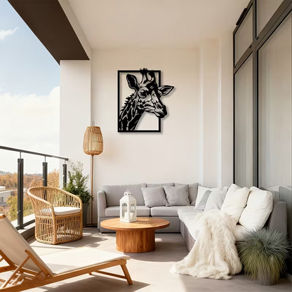 NEW  Two-Dimensional Metal Wall Art Featuring a Giraffe Head7
