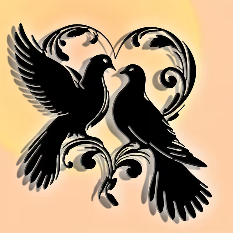 NEW Doves Metal Silhouette  Wall Sculpture3