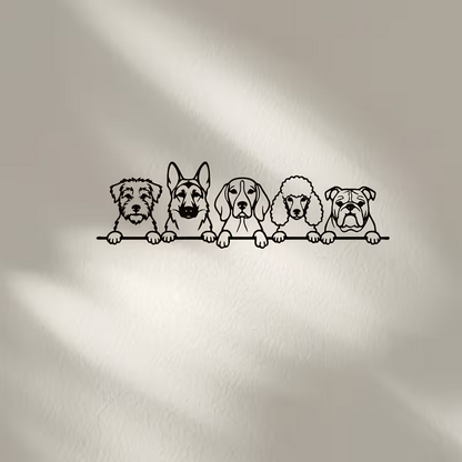 NEW Metal Dog Sign · Terrier, German Shepherd, Poodle, Beagle, and Bulldog0