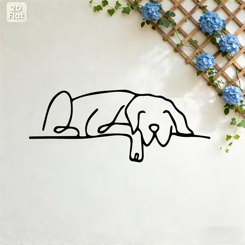 NEW.  Sleeping Dog Metal Silhouette Wall Art0