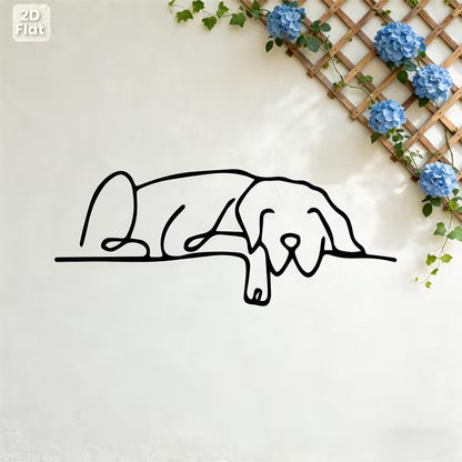 NEW.  Sleeping Dog Metal Silhouette Wall Art0