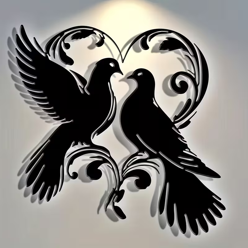 NEW Doves Metal Silhouette  Wall Sculpture6