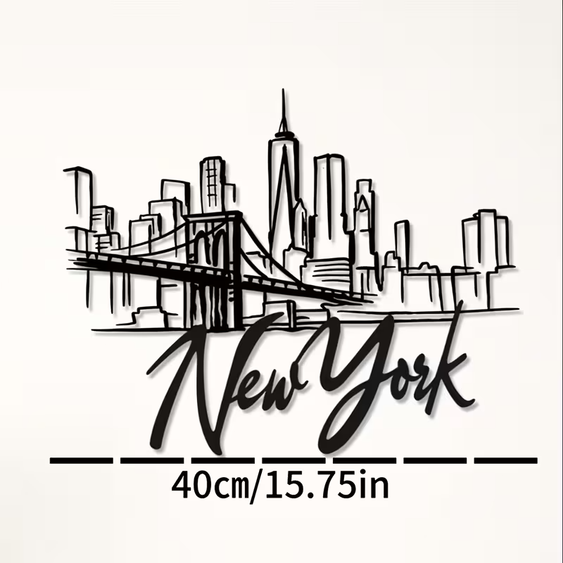 NEW, New York City Skyline Metal Wall Art with Brooklyn Bridge1