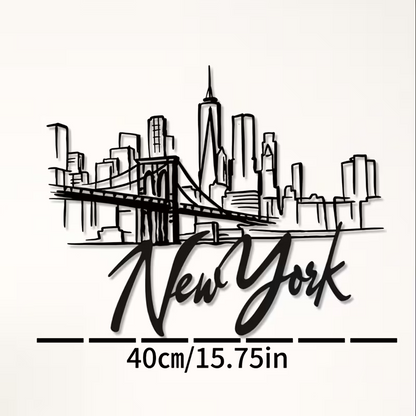 NEW, New York City Skyline Metal Wall Art with Brooklyn Bridge1