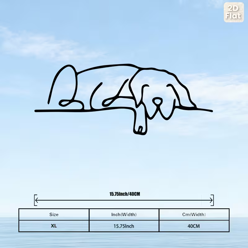 NEW.  Sleeping Dog Metal Silhouette Wall Art1