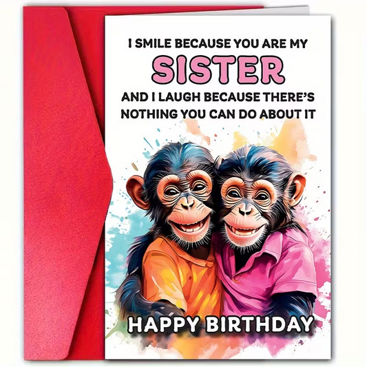 Funny Birthday Card Sisters, with Envelope0